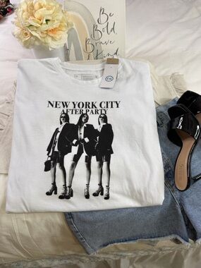 NEW YORK CITY After Party Graphic Tee - White with Black Print